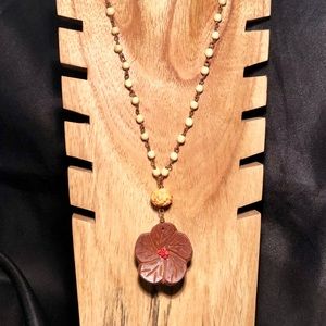 Wooden Flower Pendant Necklace